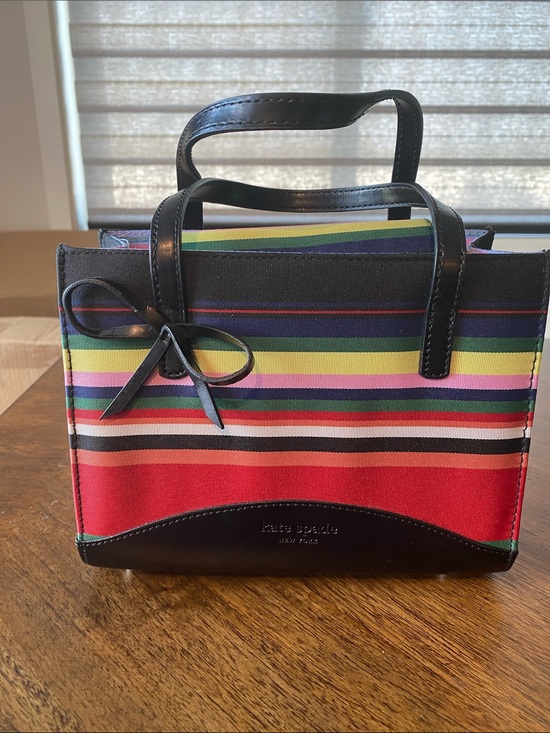 kate spade Handbags - kate spade Multicolor Striped Canvas Tote with Black Trim